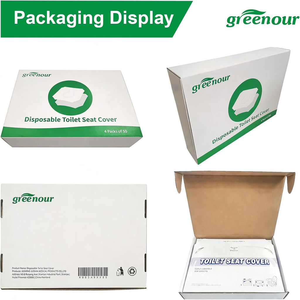 Greenour Disposable Toilet Seat Covers for Hotel, Business and Commercial