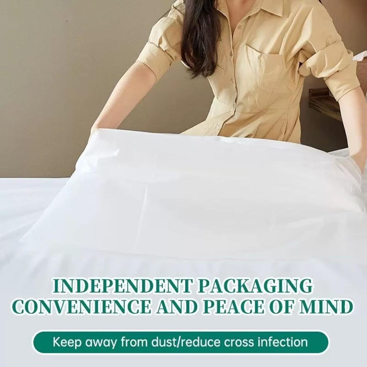 Disposable Bed Sheets Queen Size 8-Pack - Travel Bedding Set with 2 Flat Sheets, 2 Quilt Covers & 4 Pillowcases for Hotels, Business Trip, Spa, Camping - Non-Woven Bed Cover (2 Pack)