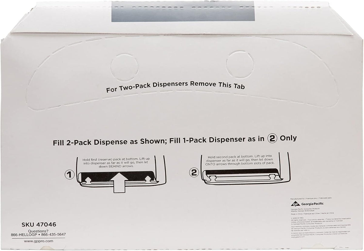 Georgia-Pacific Pacific Blue Basic Disposable Toilet Seat Covers by GP PRO (Georgia-Pacific), 1/2 Fold, 47046, 250 Covers Per Pack, 20 Packs Per Case, White