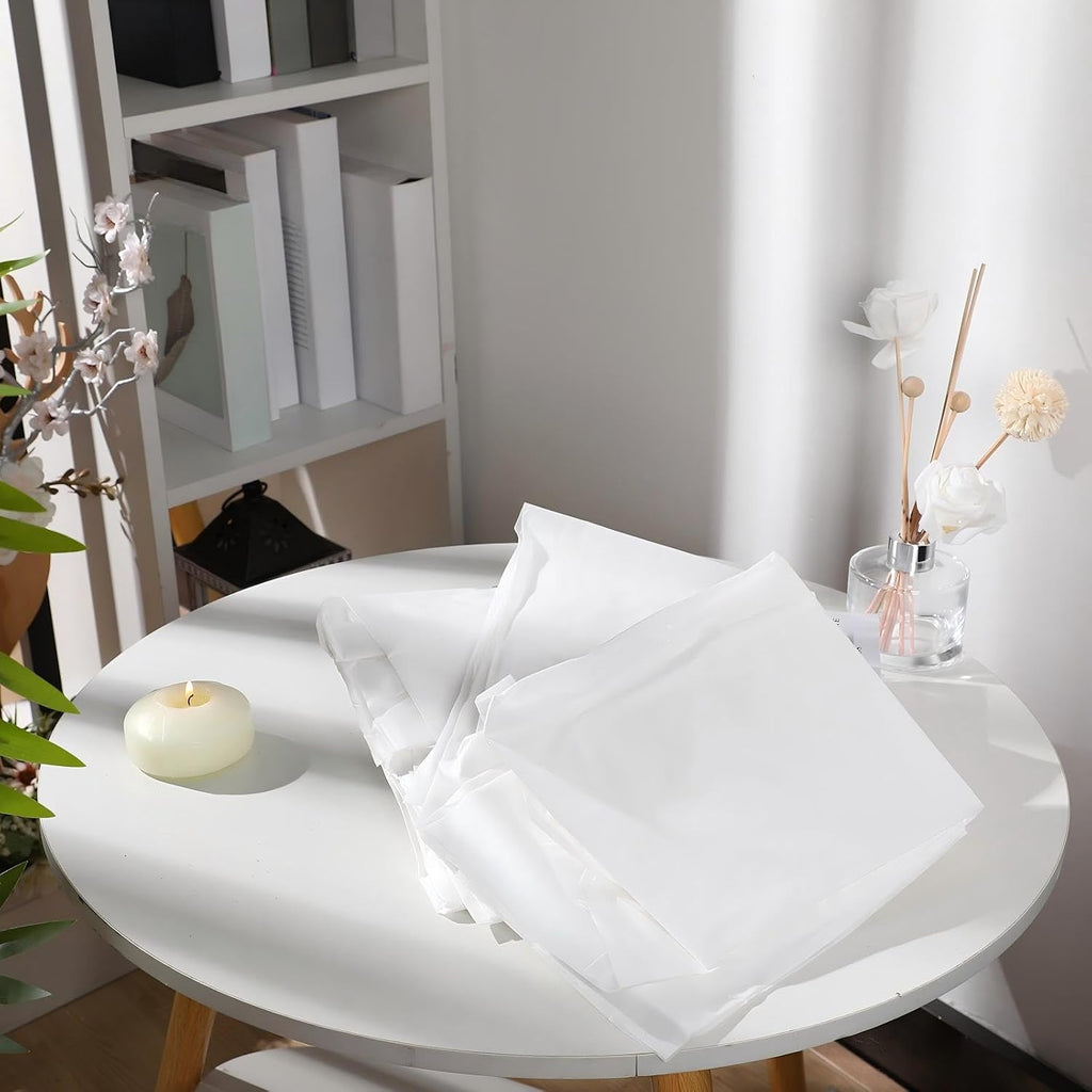 Oudain 50 Pcs 39 x 87'' Disposable Fitted Sheets with Elastic, White