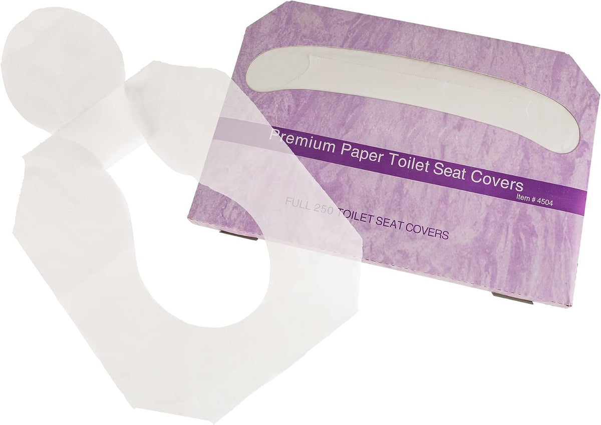 EZbrnd Premium Half-Fold Toilet Seat Cover Paper, White, Pack of 4 x 250 Sheet