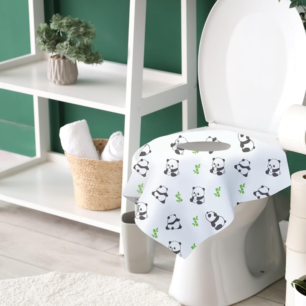 Upgraded Disposable Toilet Seat Covers (20 Pack) - Waterproof, Cute Panda Print, Travel-Friendly Individual Packs, Suitable for Kids & Adults, Perfect for Toddlers’ Potty Training in Public Restrooms