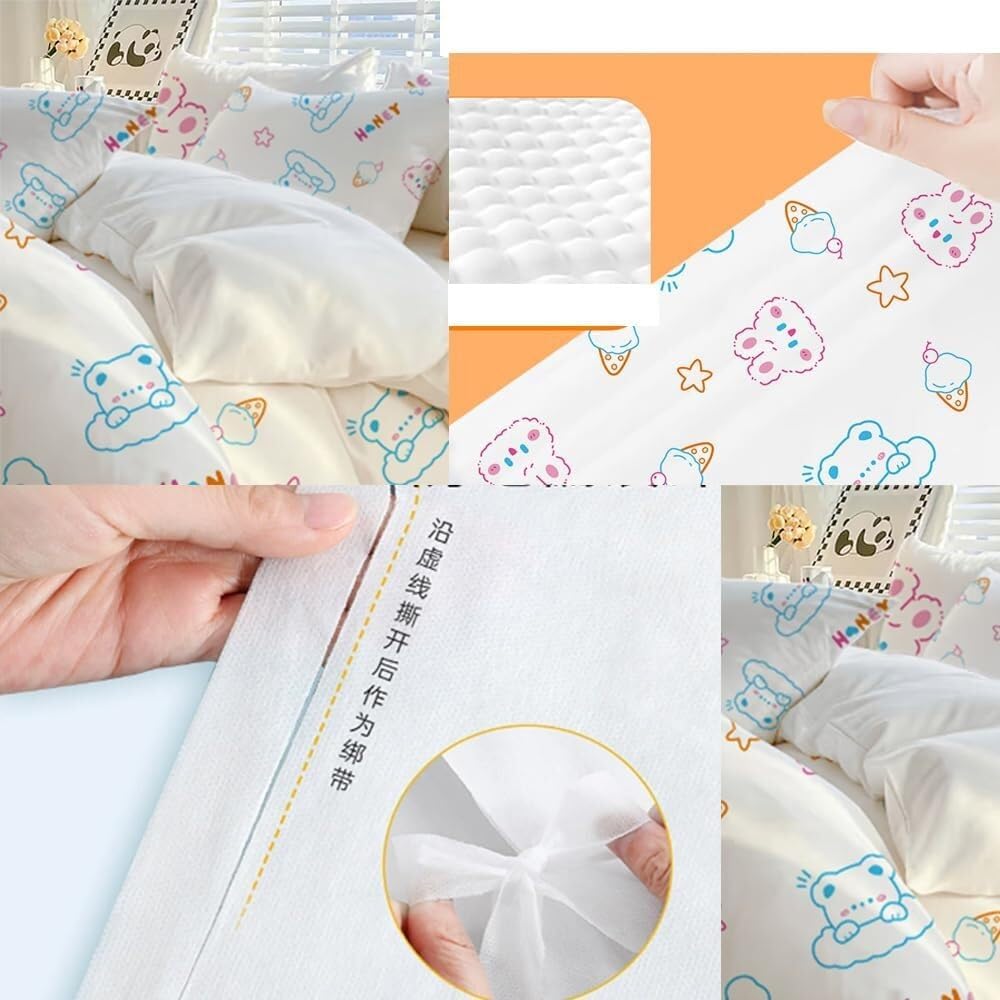 Disposable Bedding, Including (one Sheet, one Duvet Cover, and Two Pillowcases), Portable and Suitable for Hotels, Travel, and Hospitals.