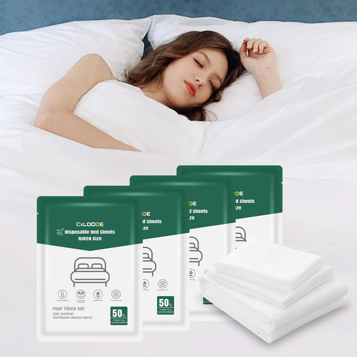 2 Pack Disposable Bed Sheet King Size Disposable Fitted Sheet
