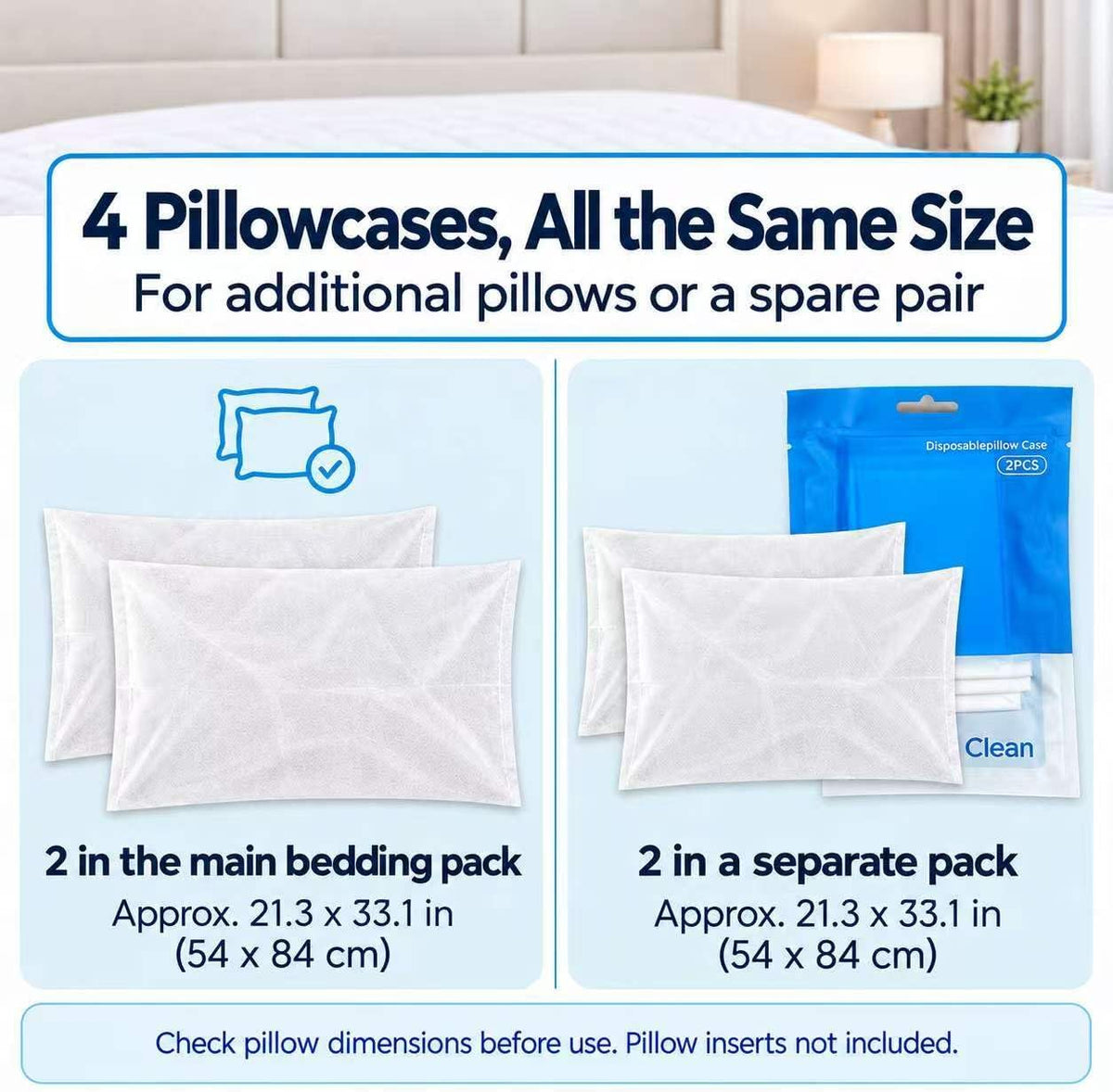 14-Piece Disposable Travel Bedding Set, Sleep Accessories for Two