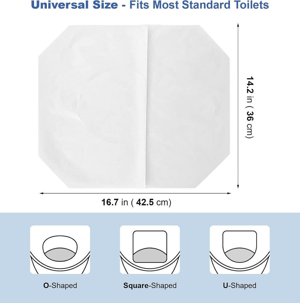 Toilet Seat Covers Disposable, 250 Pcs Flushable Disposable Toilet Seat Covers, Half-Fold Paper Toilet Liners for Travel, Airplane, Public Restrooms, Road Trips, Camping, Potty Training