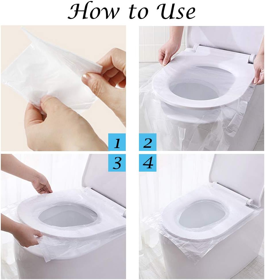 50 Pack Disposable Plastic Toilet Seat Covers for Travel, Adults, Kids