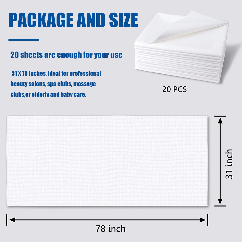 Disposable Bed Sheets, 20 Pcs Waterproof Bed Cover, White