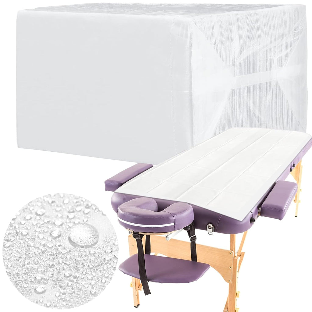 Breling 100 Pcs 31.5 x 71 Inch Disposable Bed Sheets Massage Table, White