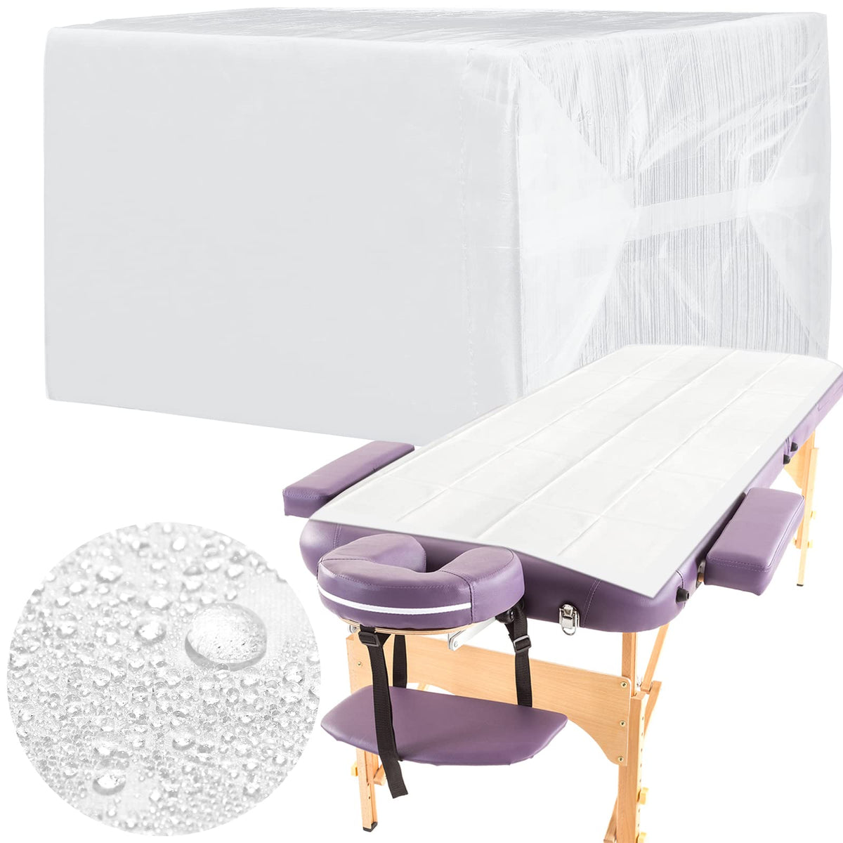 Breling 100 Pcs 31.5 x 71 Inch Disposable Bed Sheets Massage Table, White