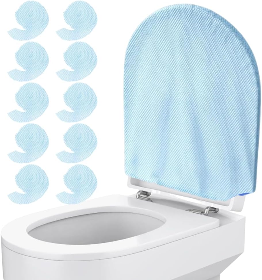 Ouliget Disposable Toilet Lid Covers,Toilet Stain Isolation Complete Cover Suitable for All Toilets,Paper Liners for Restroom Bathroom Travel Camping,10 Pieces