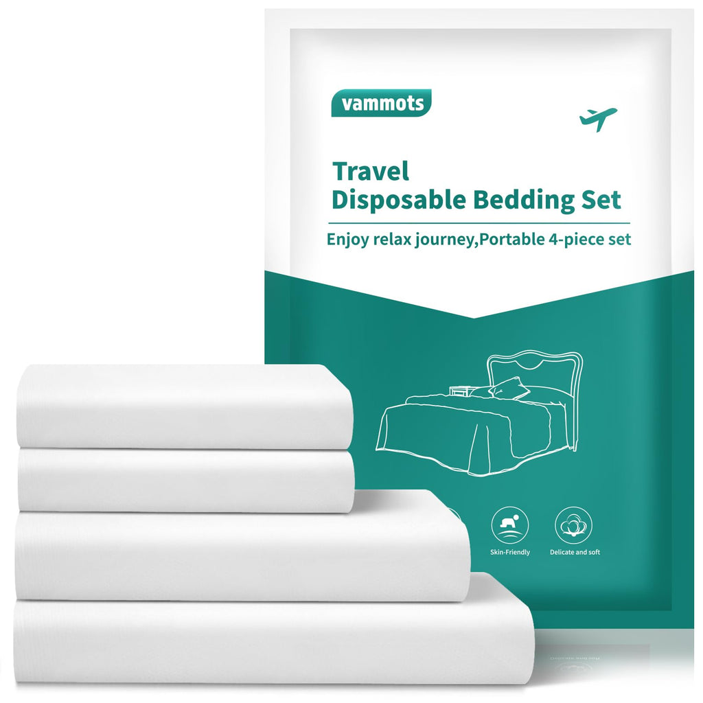 Disposable Bed Sheets for Hotel, King Size Travel Disposable Bedding Set,Disposable Duvet/Comforter Cover,Safe and Portable for Travel,Contains 1bed Sheet 1quilt Cover and 2pillowcases