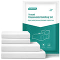 Disposable Bed Sheets for Hotel, King Size Travel Disposable Bedding Set,Disposable Duvet/Comforter Cover,Safe and Portable for Travel,Contains 1bed Sheet 1quilt Cover and 2pillowcases