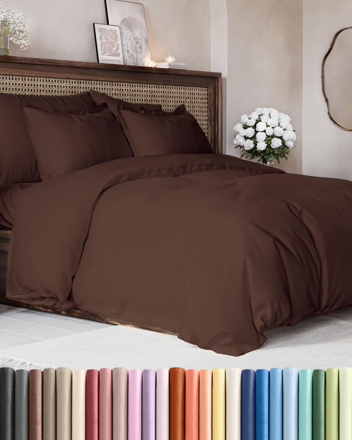Duvet Cover King Size - Extra Soft 3 Piece with Zipper Closure - White