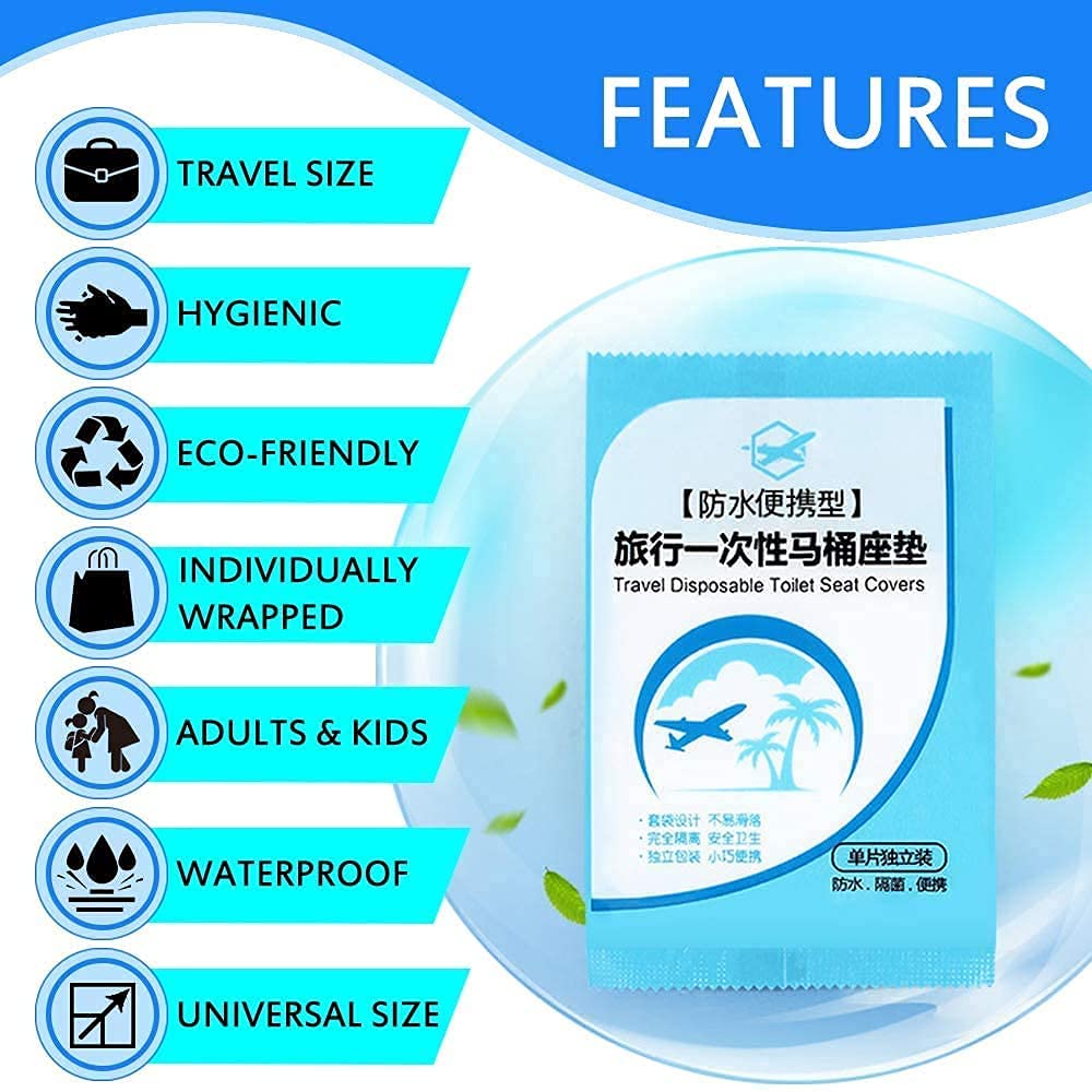 100 Pack Disposable Plastic Toilet Seat Cover for Travel Toddler Kid&Adult