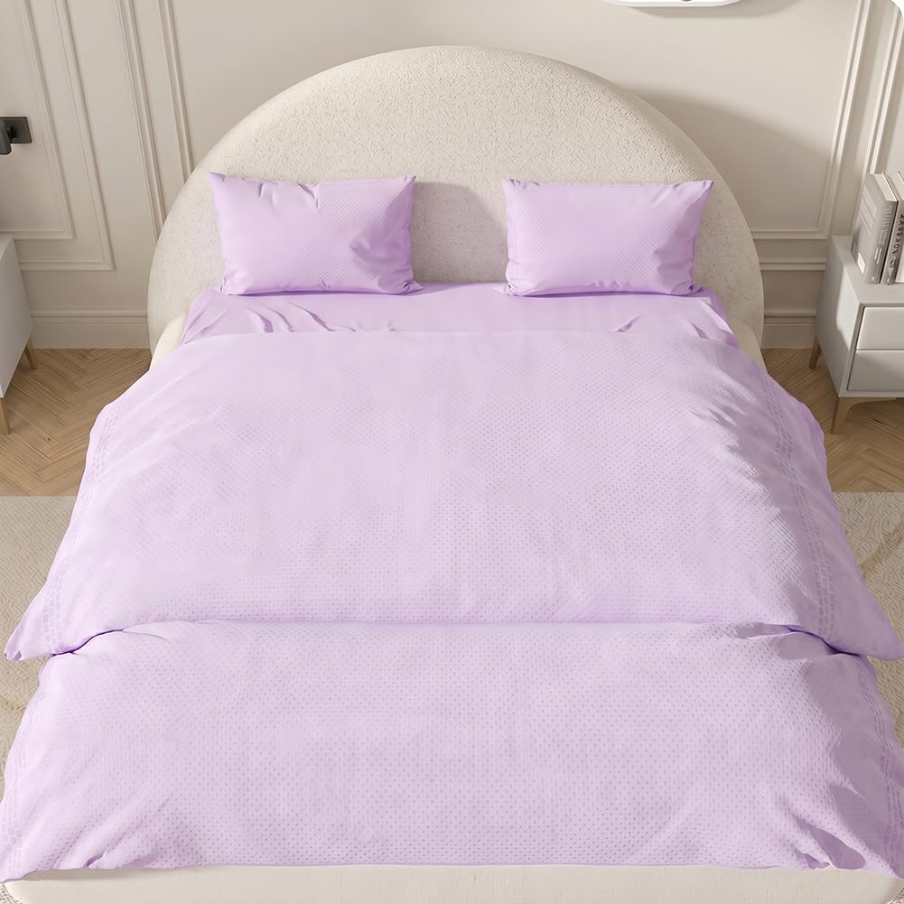 Disposable Bed Sheet Set – 4-Piece Soft Breathable Fitted Sheet Including Quilt Cover, Flat Sheet & 2 Pillowcases – Individually Packed for Hotel, Business Trip, Travel/Pink