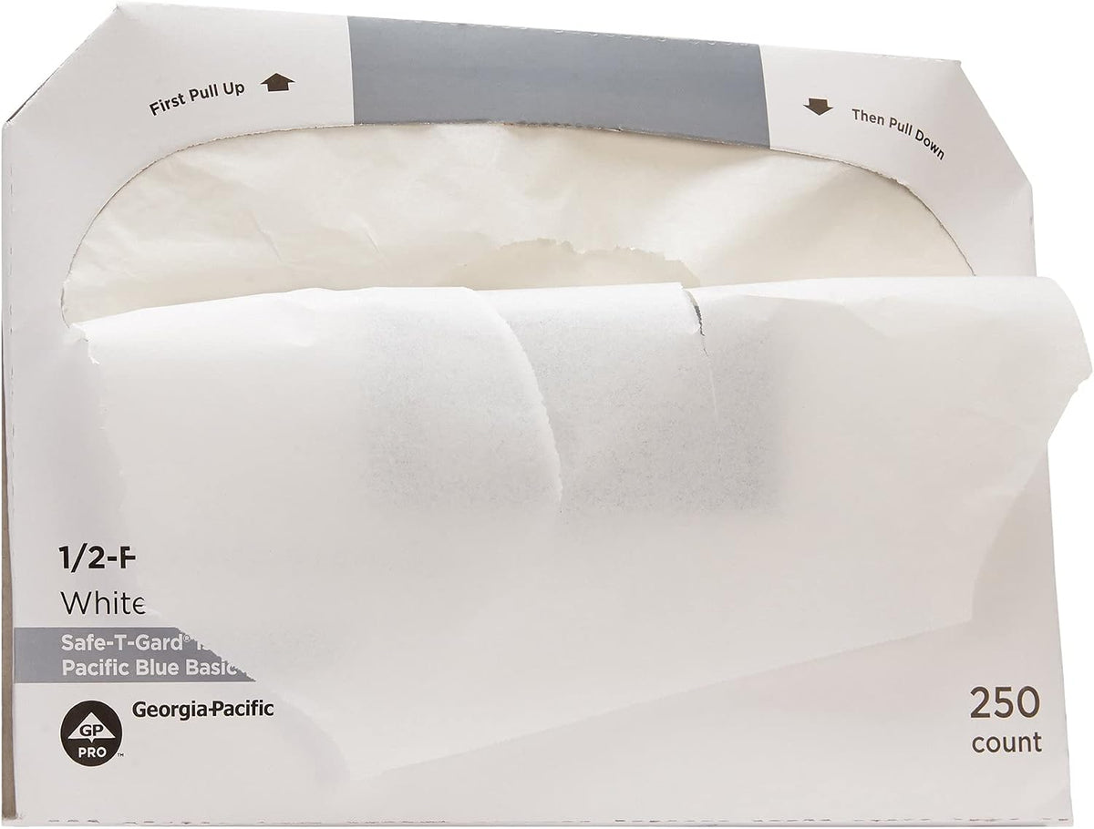 Georgia-Pacific Pacific Blue Basic Disposable Toilet Seat Covers by GP PRO (Georgia-Pacific), 1/2 Fold, 47046, 250 Covers Per Pack, 20 Packs Per Case, White