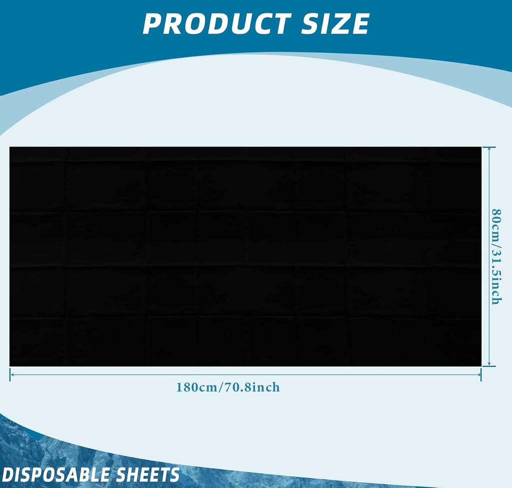 Tatuo 50 Pieces 31 x 70 Inches Disposable Bed Sheets Waterproof,black