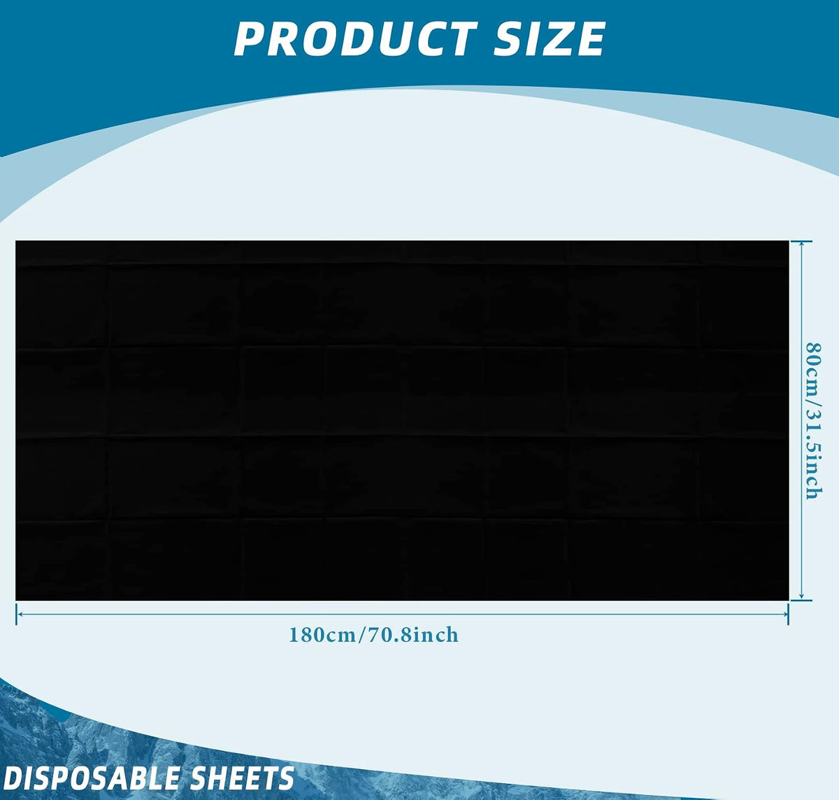 Tatuo 50 Pieces 31 x 70 Inches Disposable Bed Sheets Waterproof,black