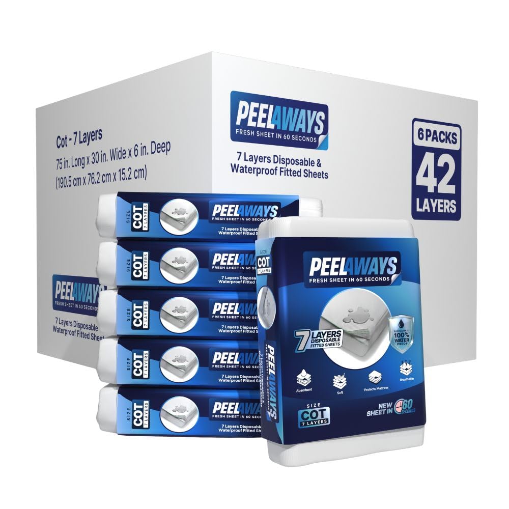 PeelAways 5-Layers | Waterproof Disposable Fitted Bed Sheets | Twin Size