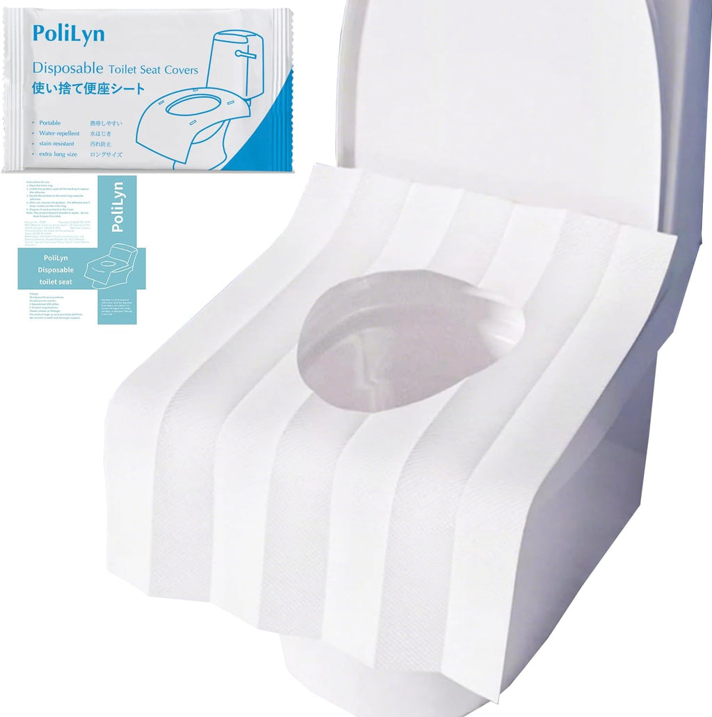 Disposable Toilet Seat Covers, 30 Pack,Waterproof Non-Slip Individually Wrapped, Portable Toilet Seat Liners for Travel, Camping, Airport, Public Restroom (30, White)