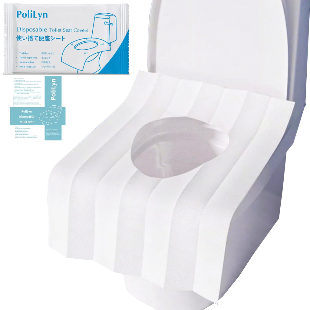 Disposable Toilet Seat Covers, 30 Pack,Waterproof Non-Slip Individually Wrapped, Portable Toilet Seat Liners for Travel, Camping, Airport, Public Restroom (30, White)