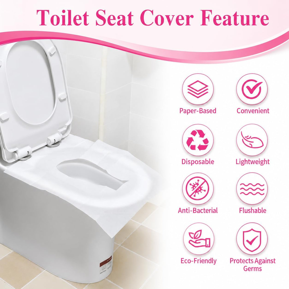100 Pcs XL Toilet Seat Covers Disposable Flushable Paper for Potty Training