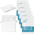 5 Sets Disposable Bedding Set for Travel King Size, 4-Piece Set Include 1Bed Sheets/1Quilt Cover/2Pillowcases, Individually Packaged Portable White Cover for Business Trip Hotel for Double bed