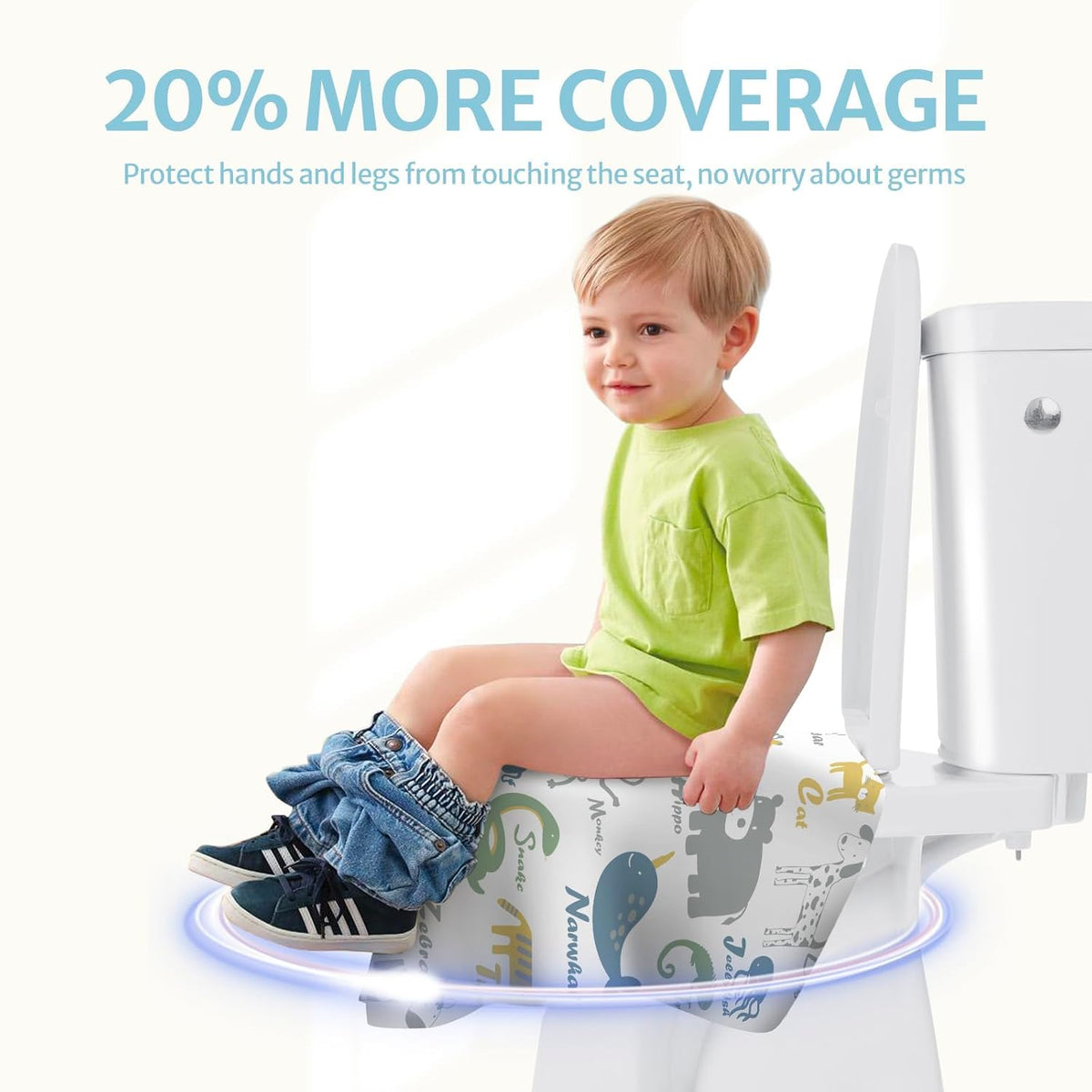 Blissful Diary 30 Pcs Toilet Seat Covers Disposable for Toddlers & Adults, Extra Large Waterproof, Portable Package for Travel, Kids Potty Training