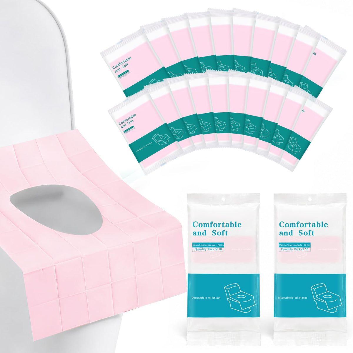 Rgqphantom 50 Pack Toilet Seat Covers Disposable 16x24 Inch XL (50, Blue)