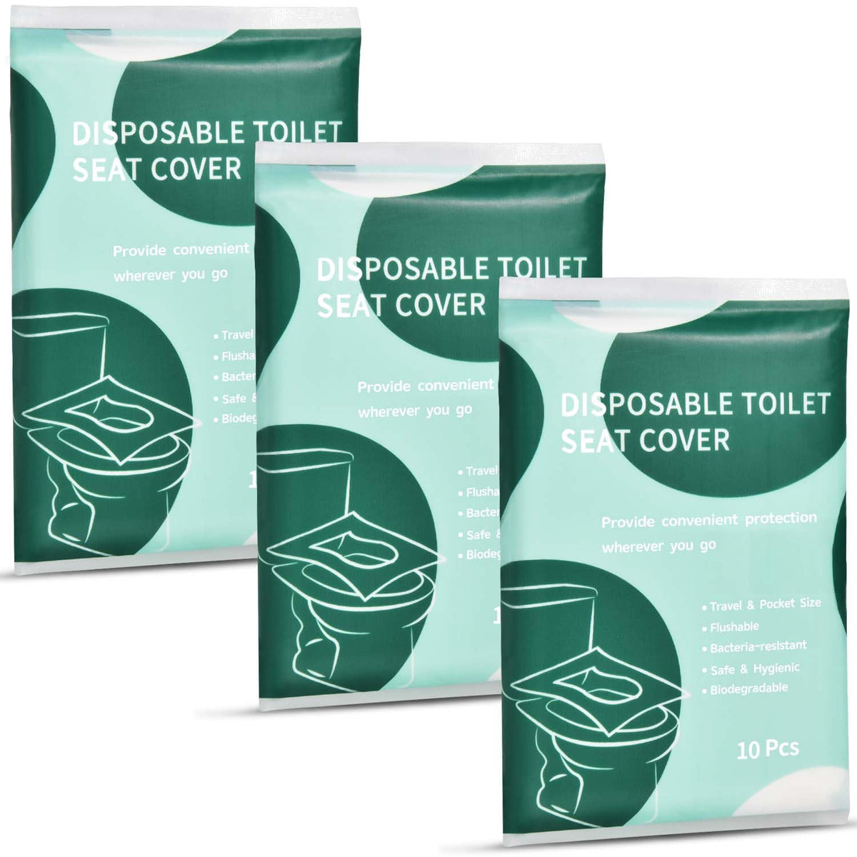 KISEER 60 Pcs Disposable Flushable Paper Toilet Seat Covers Travel Supplies Essentials for Airplane, Public Restrooms, Bathroom, Hotels, Camping, Kids or Adults