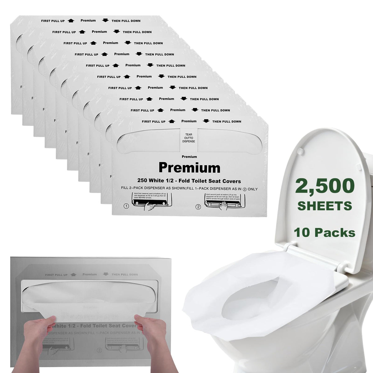 Toilet Seat Covers Flushable XXL 50 Pcs for Adults Kids