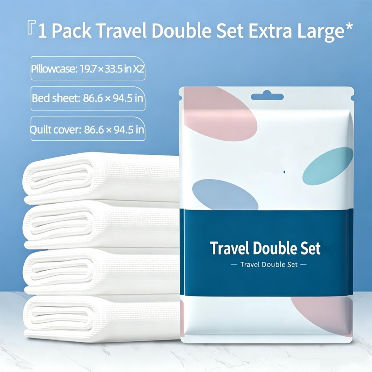 3 Or 4 PCS Disposable Bed Sheet Set Extra Large Thickened Portable Hygienic Travel Hotel Duvet Cover Pillowcase Included, 4PCS
