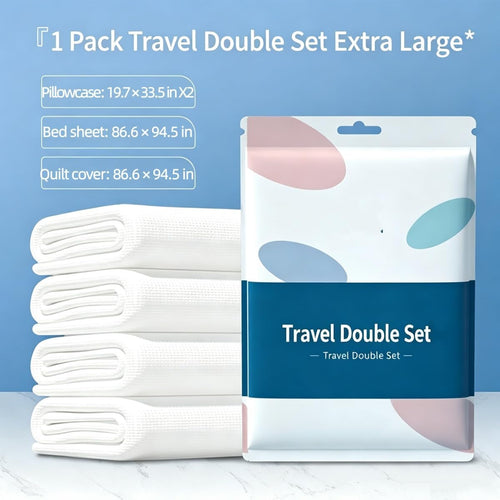 3 Or 4 PCS Disposable Bed Sheet Set Extra Large Thickened Portable Hygienic Travel Hotel Duvet Cover Pillowcase Included, 4PCS