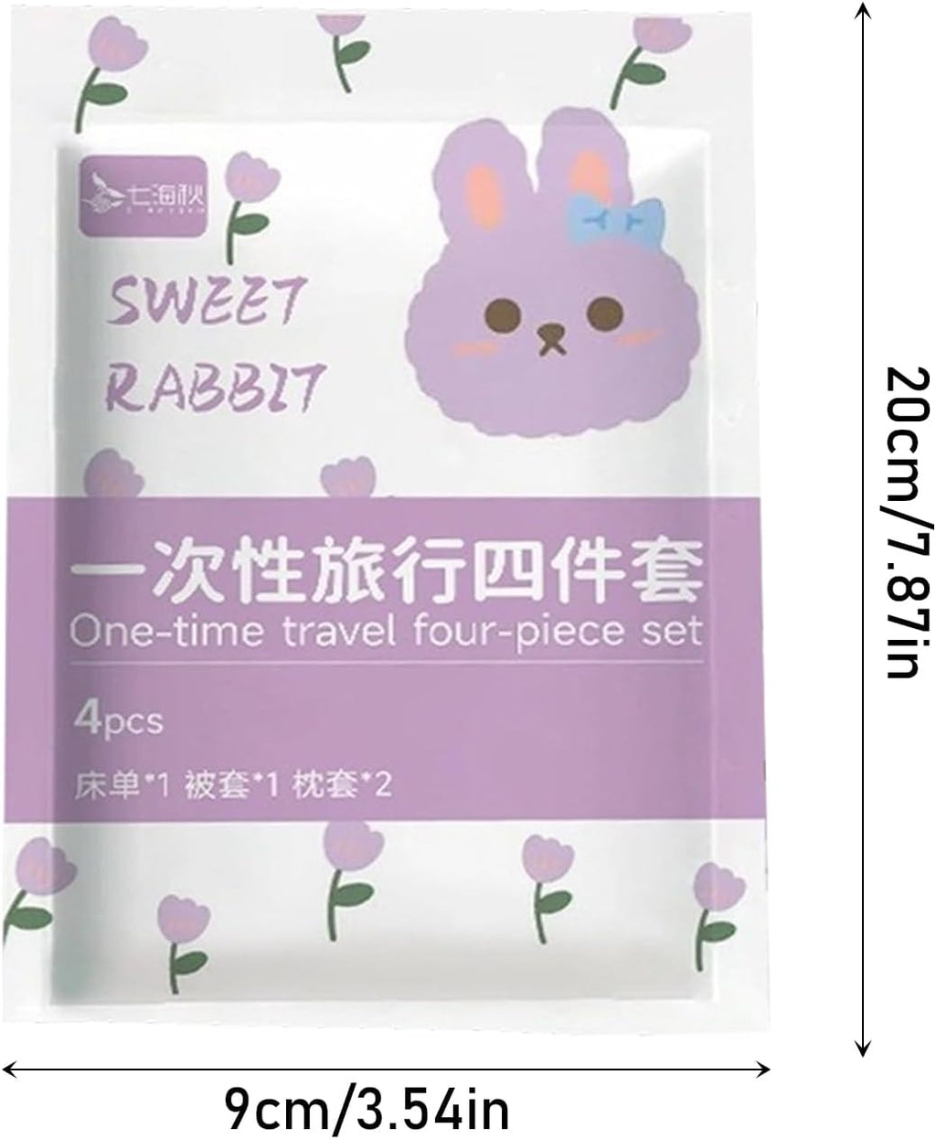 Disposable Sheet Set for Travel, 4-piec Bedding for Couple Purple