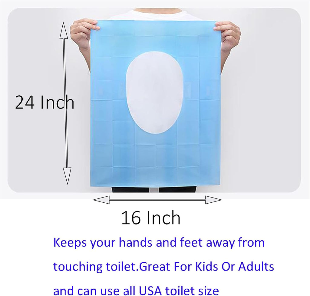 20 Pcs Extra Large 23.6 Inch x 15.8 Inch Blue Disposable Toilet Seat Covers Individually Wrapped Travel Essentials, for Public Restrooms Airplane Camping (blue, 20pcs)