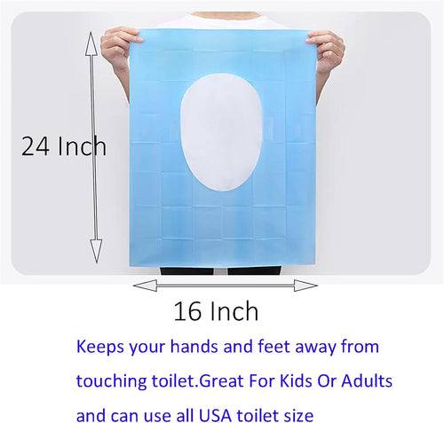 20 Pcs Extra Large 23.6 Inch x 15.8 Inch Blue Disposable Toilet Seat Covers Individually Wrapped Travel Essentials, for Public Restrooms Airplane Camping (blue, 20pcs)