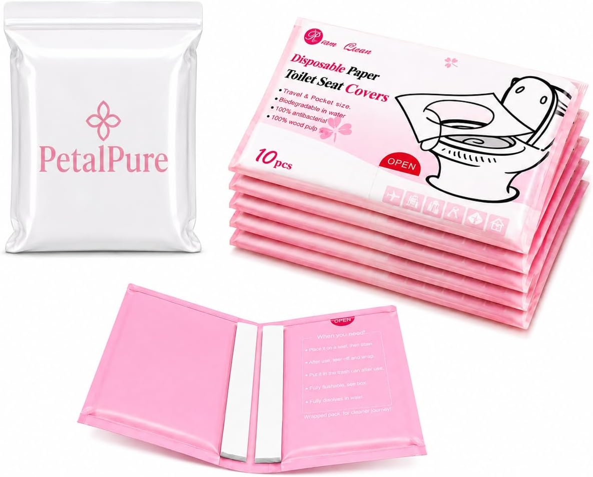 Disposable, Flushable Toilet Seat Covers, 50 Pack, Biodegradable