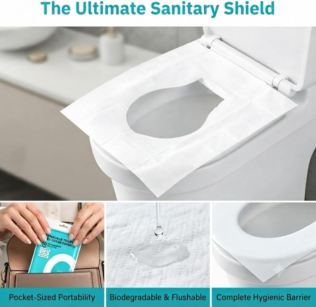 80 Pcs Toilet Seat Covers Disposable,XL Flushable Toilet Seat Cover