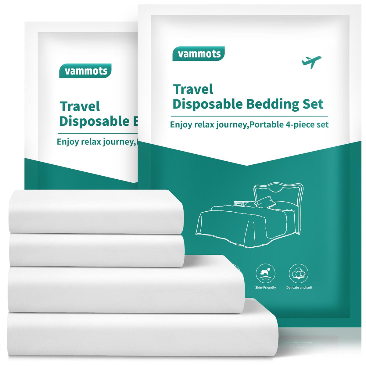 Disposable Bed Sheets for Hotel, King Size Travel Disposable Bedding Set,Disposable Duvet/Comforter Cover,Safe and Portable for Travel,Contains 2bed Sheet 2quilt Cover and 4pillowcases