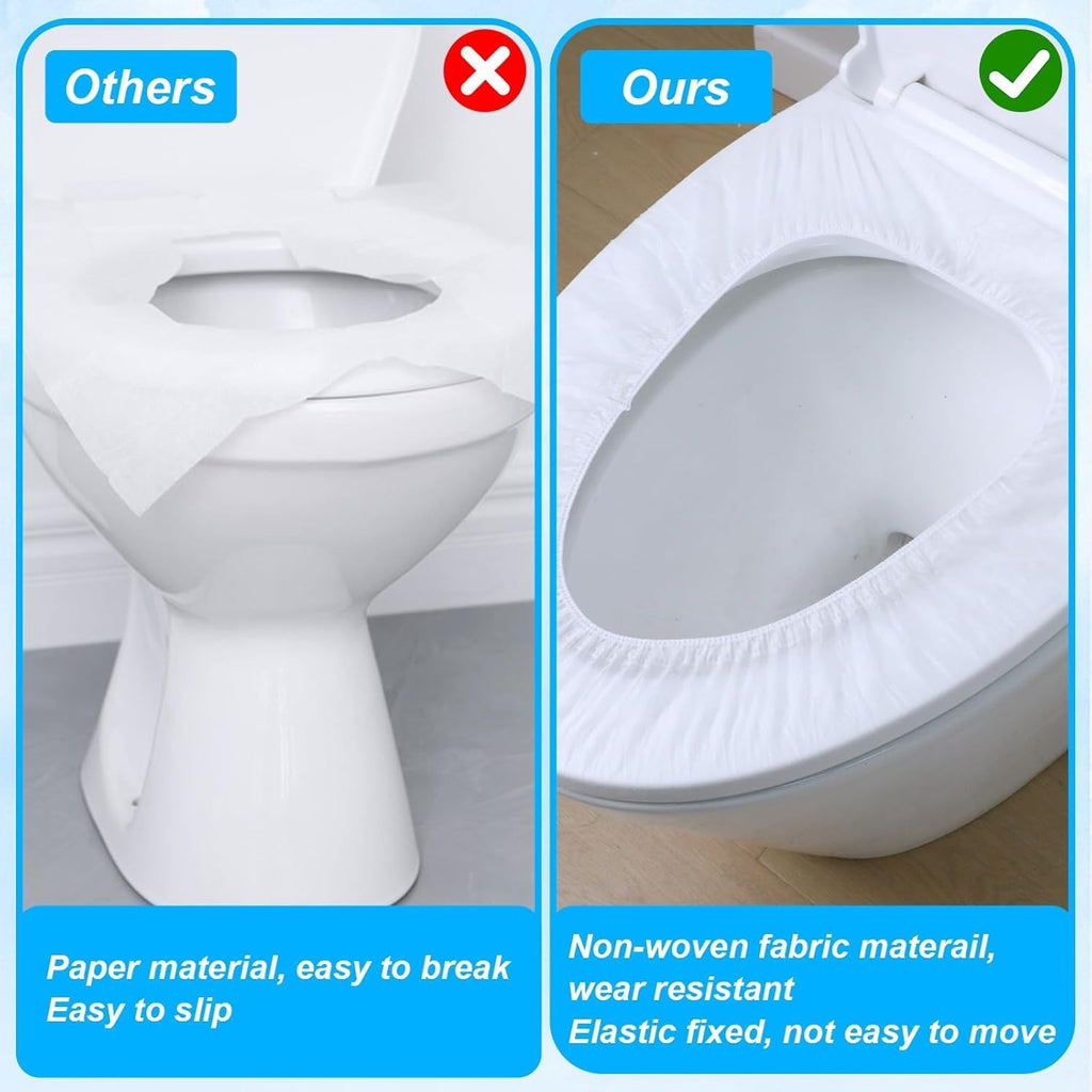 Commode Disposable Toilet Seat Covers Waterproof – 50 Pack, Individually Wrapped, Non-Woven Travel Toilet Seat Cover for Public Restrooms, Hospitals & Trips