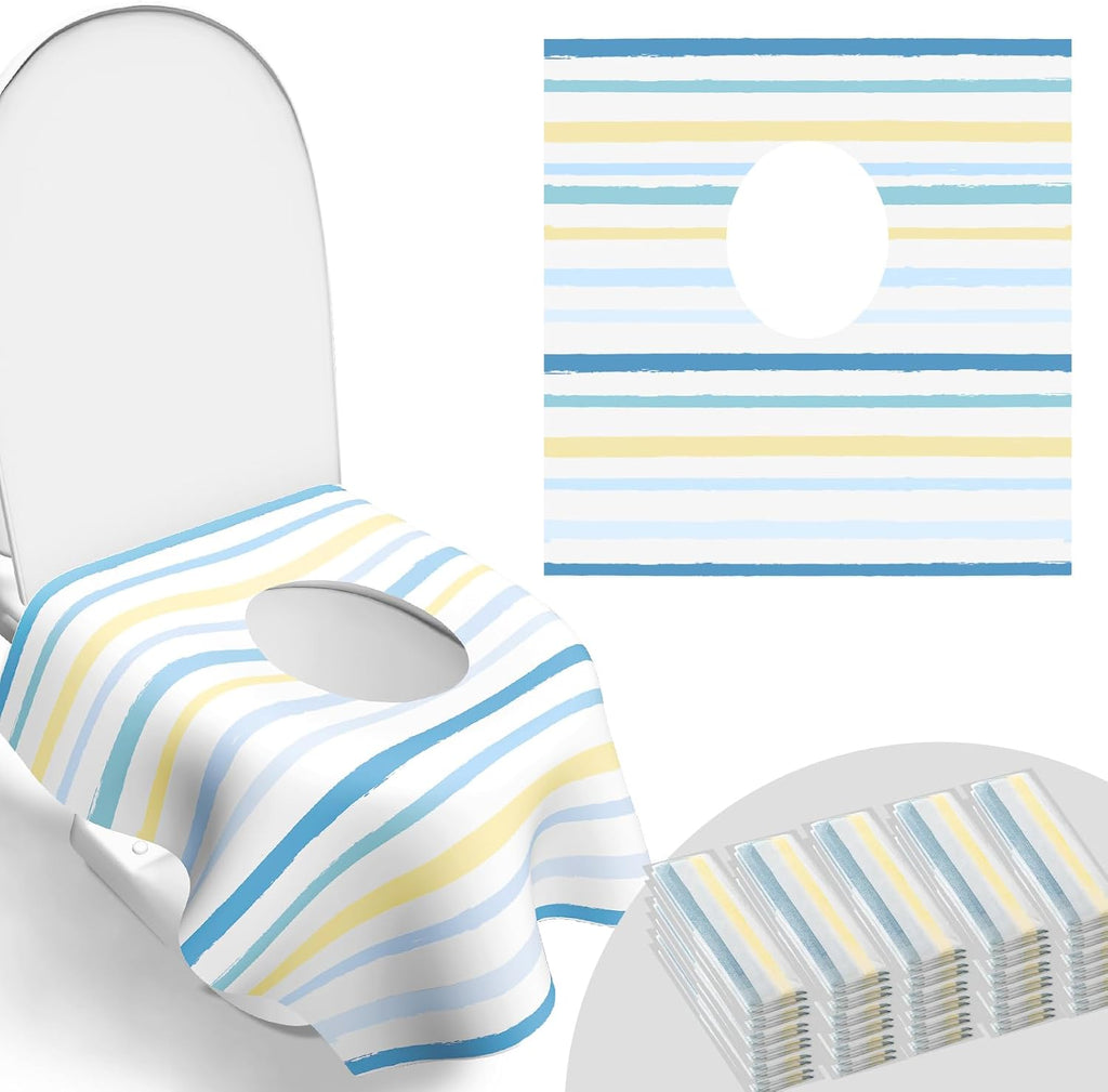 Toilet Seat Covers Disposable, Large Waterproof Potty Covers for Toddlers, Kids, and Adults, Toddler Potty Training for Public Restroom, Airplane, Trip, Individually Wrapped for Travel (Wave)