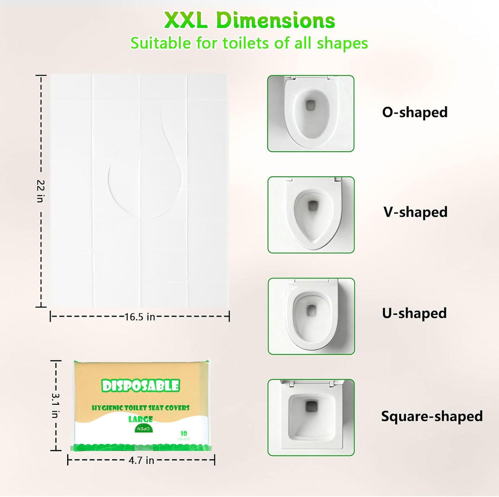 Toilet Seat Covers Flushable XXL 50 Pcs for Adults Kids