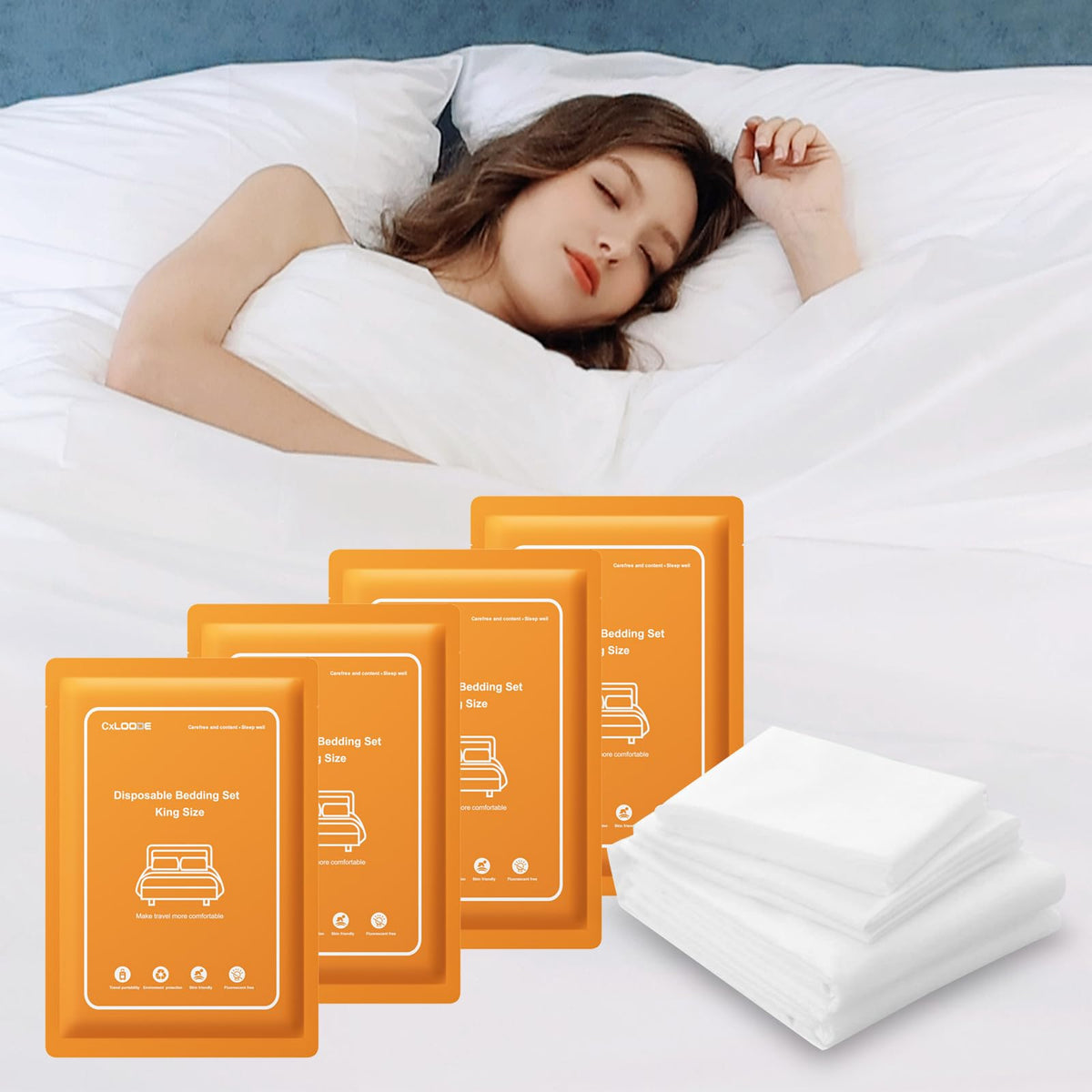 2 Pack Disposable Bed Sheet King Size for Travel Disposable Sheet for Hotel
