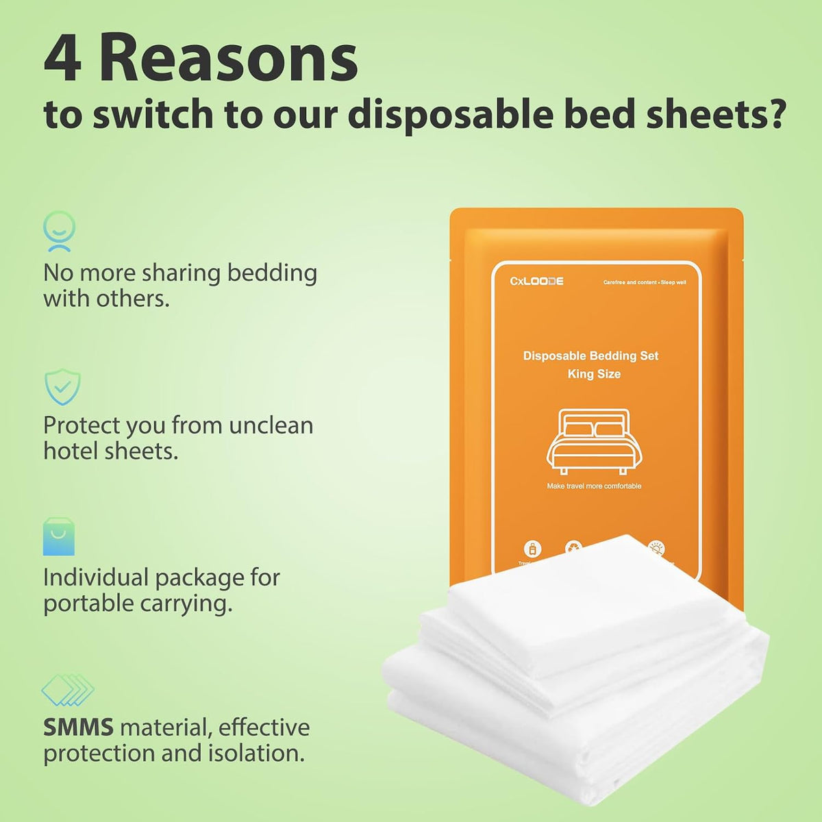 2 Pack Disposable Bed Sheet King Size, Disposable Travel Sheet for Hotel