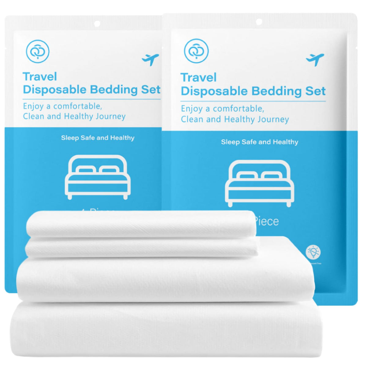 4PCS Disposable Travel Bed Sheets, King Size Bedding Set