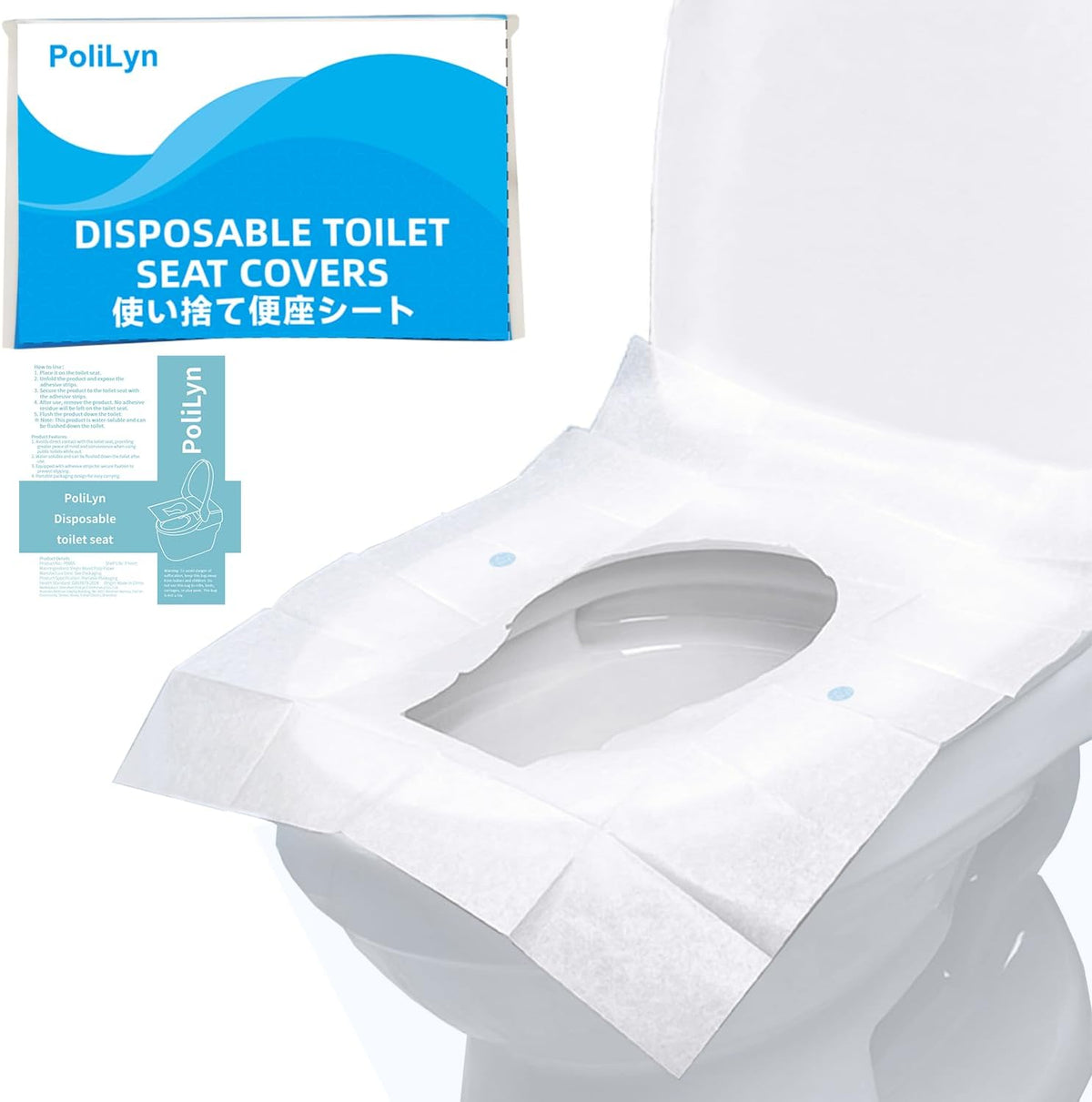 Disposable Toilet Seat Covers | 10 Sheets x 5 Packs, Adhesive Secured, Physical Isolation Design | Travel Accessories for Public Restrooms, Camping & Airplane (50, M)