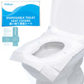 Disposable Toilet Seat Covers | 10 Sheets x 5 Packs, Adhesive Secured, Physical Isolation Design | Travel Accessories for Public Restrooms, Camping & Airplane (50, M)