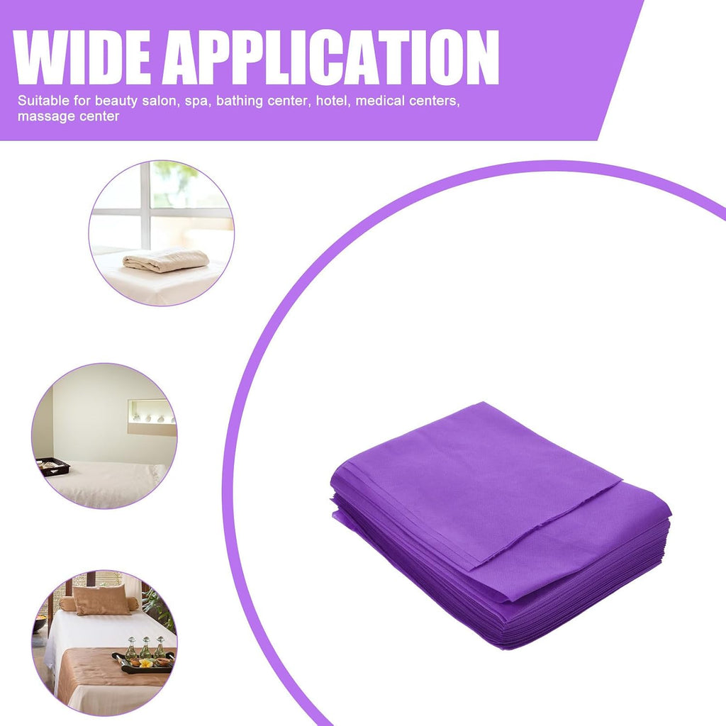 10pcs Disposable Non-Woven Bed Sheets, Purple Salon Covers