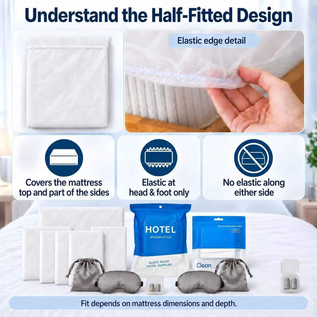 14-Piece Disposable Travel Bedding Set, Sleep Accessories for Two